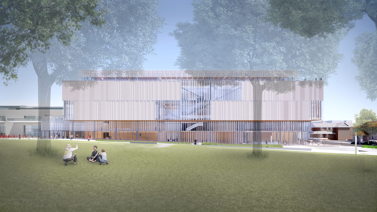 Exterior rendering of designed addition to the Virginia Museum of Fine Arts