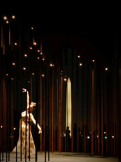 Society's Cage Installation nighttime Washington monument architecture Cultural SmithGroup