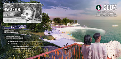 Rendering highlighting residents' increased access to a protected and vibrant waterfront park