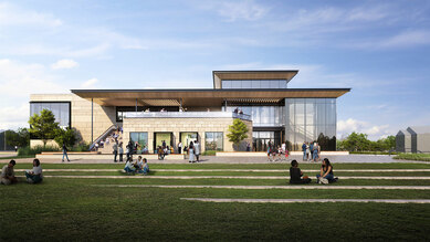 Exterior rendering of Racine’s Dr. Martin Luther King Jr. Community Center and Health Center