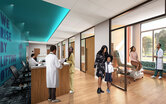 Interior rendering of healthcare clinical space for Racine's MLK Community Center and Health Center