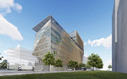 Virginia Tech Innovation Campus Rendering Side view Washington DC Architecture