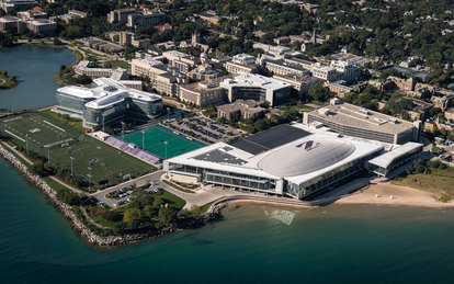 Northwestern University Wave Wall Evanston Illinois Campus Chicago Aerial SmithGroup