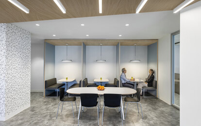 Nossaman LLP Los Angeles Office Cafe Seating Interior Design SmithGroup